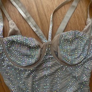 Iridescent rhinestone body con dress. Never worn!